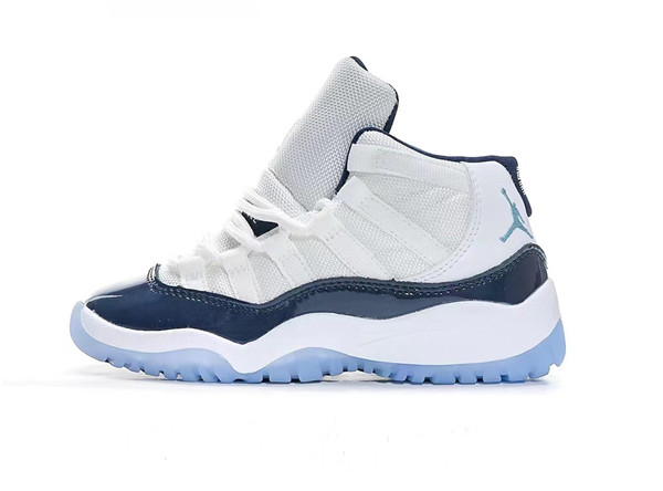 Youth Running Weapon Air Jordan 11 White/Navy Shoes 0016